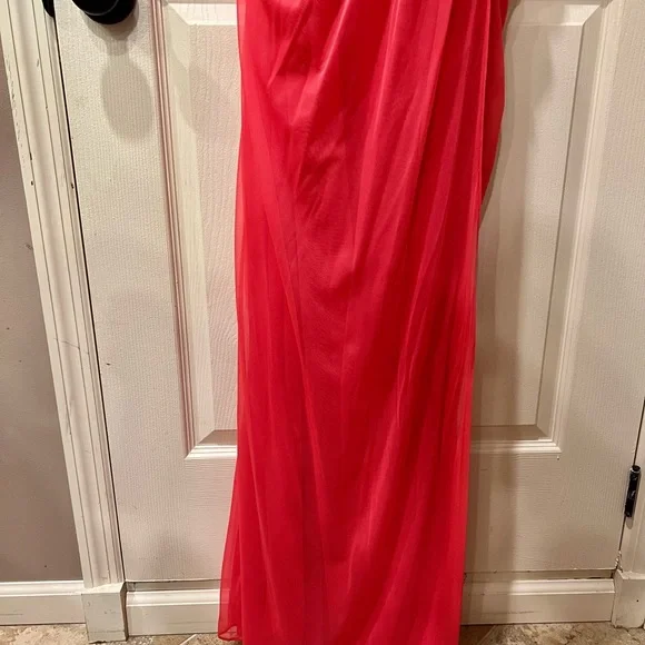 Adrianna Papell one shoulder peachy pink dress size 14 - Picture 2 of 7